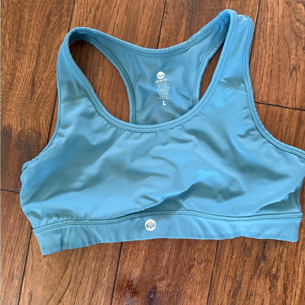 Senita Athletics Blue Racerback Sports Bra